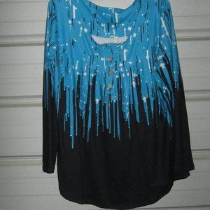 XXL Size Womens Blue / black top super soft feel pretty! Shirt!